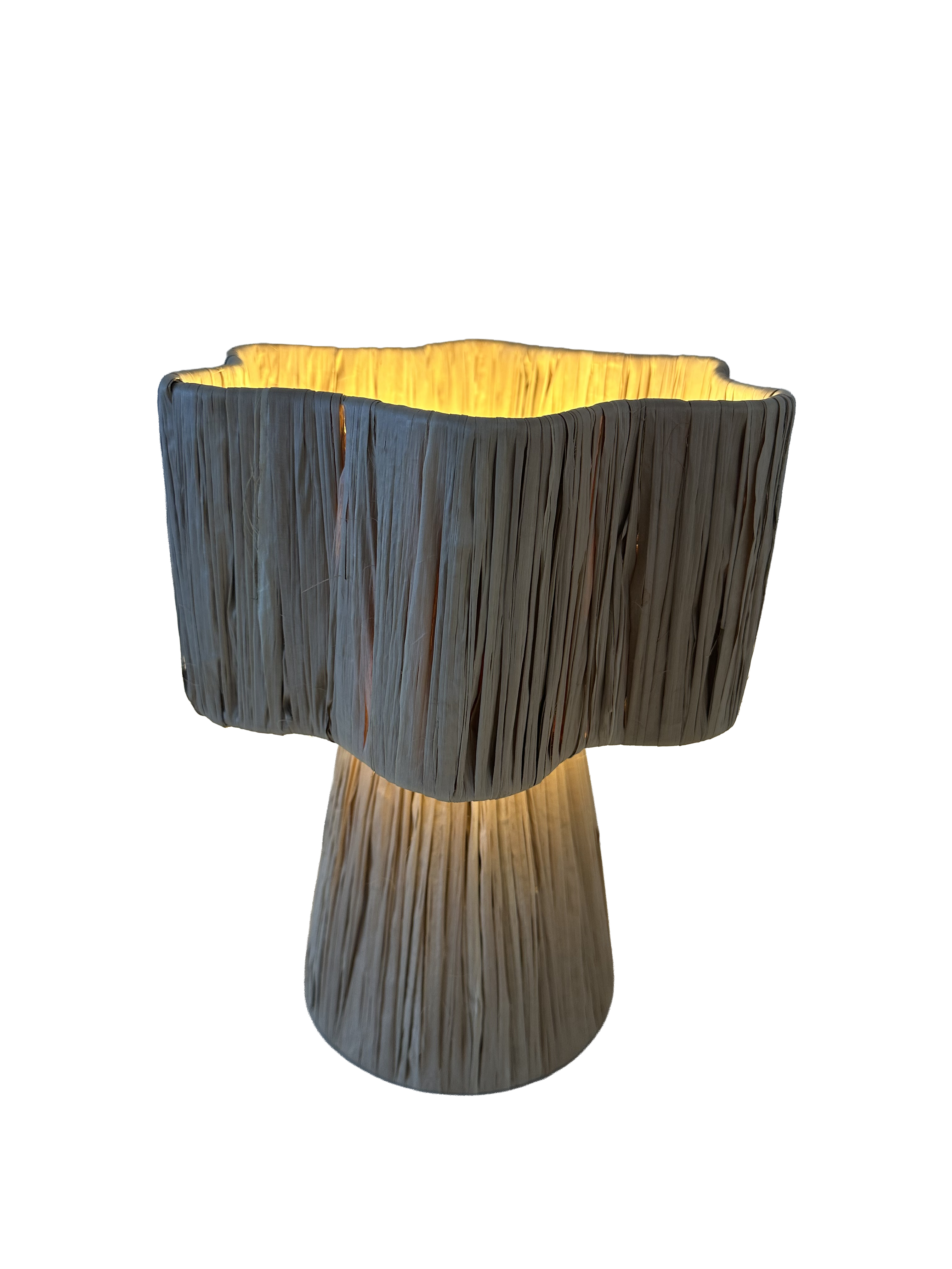 Raffia tafellamp L - naturel - hoogte 34 cm