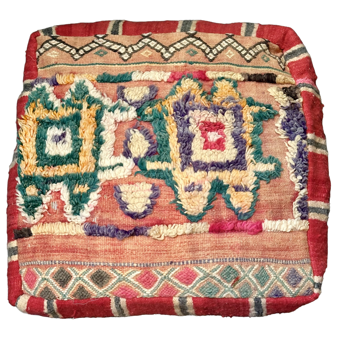 Marokkaanse Berber / kelim poef - multicolor - mix patronen