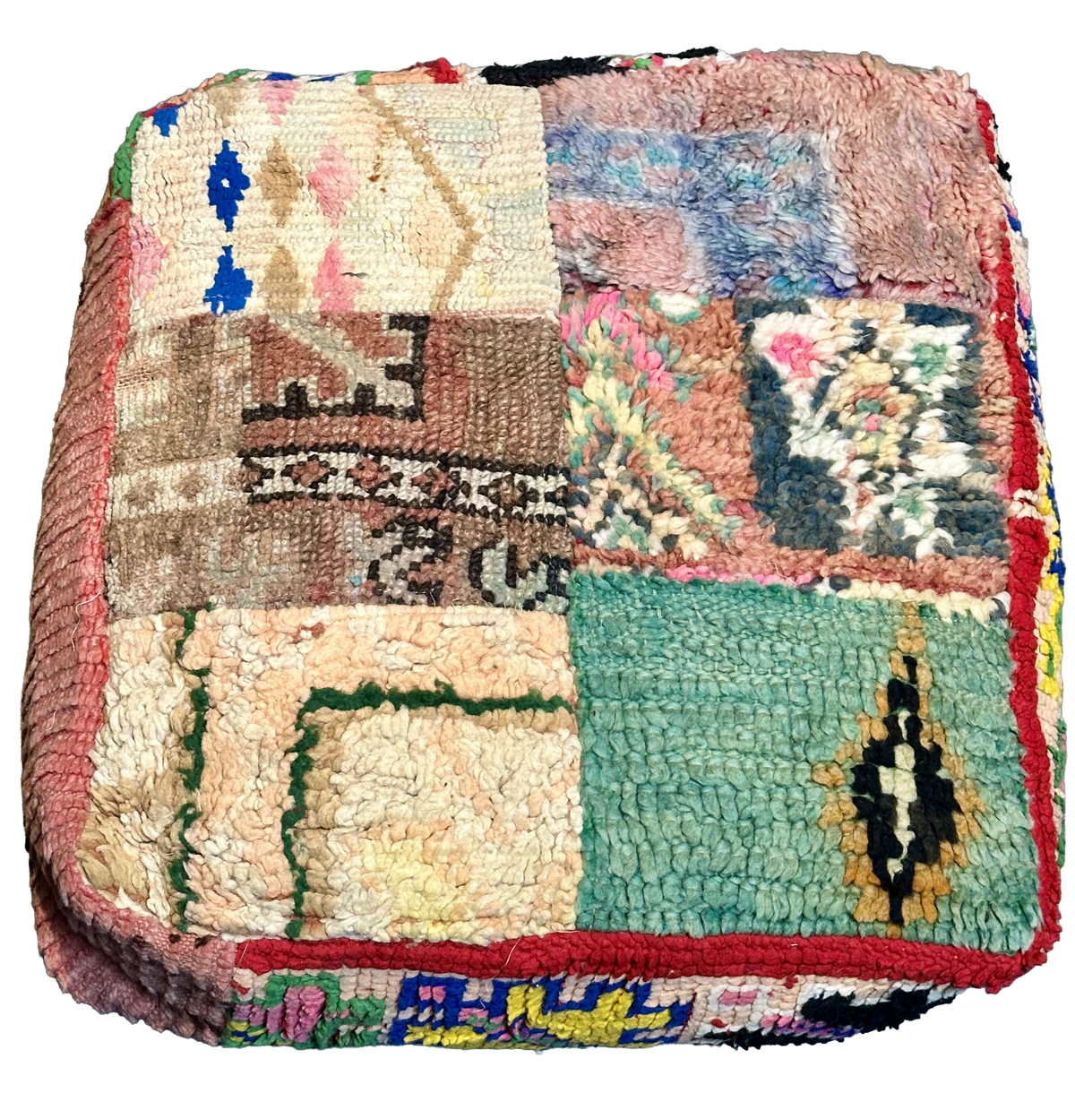 Marokkaanse Boujaad / kelim poef - multicolor + mixpatronen