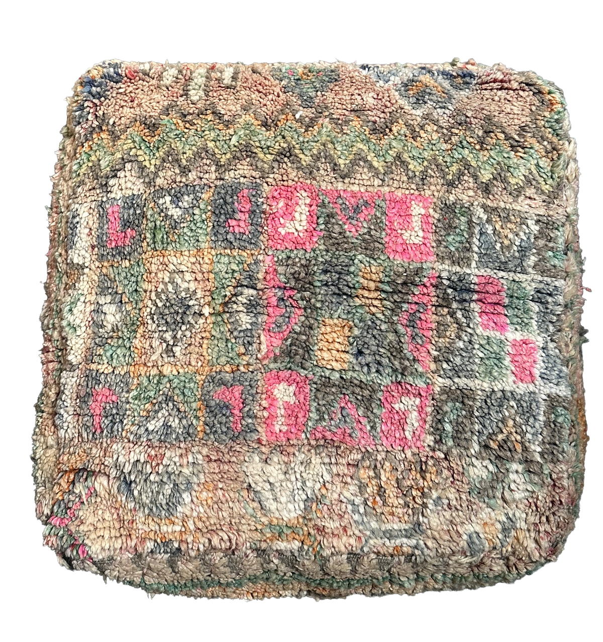 Marokkaanse Boujaad / kelim poef - multicolor + ster
