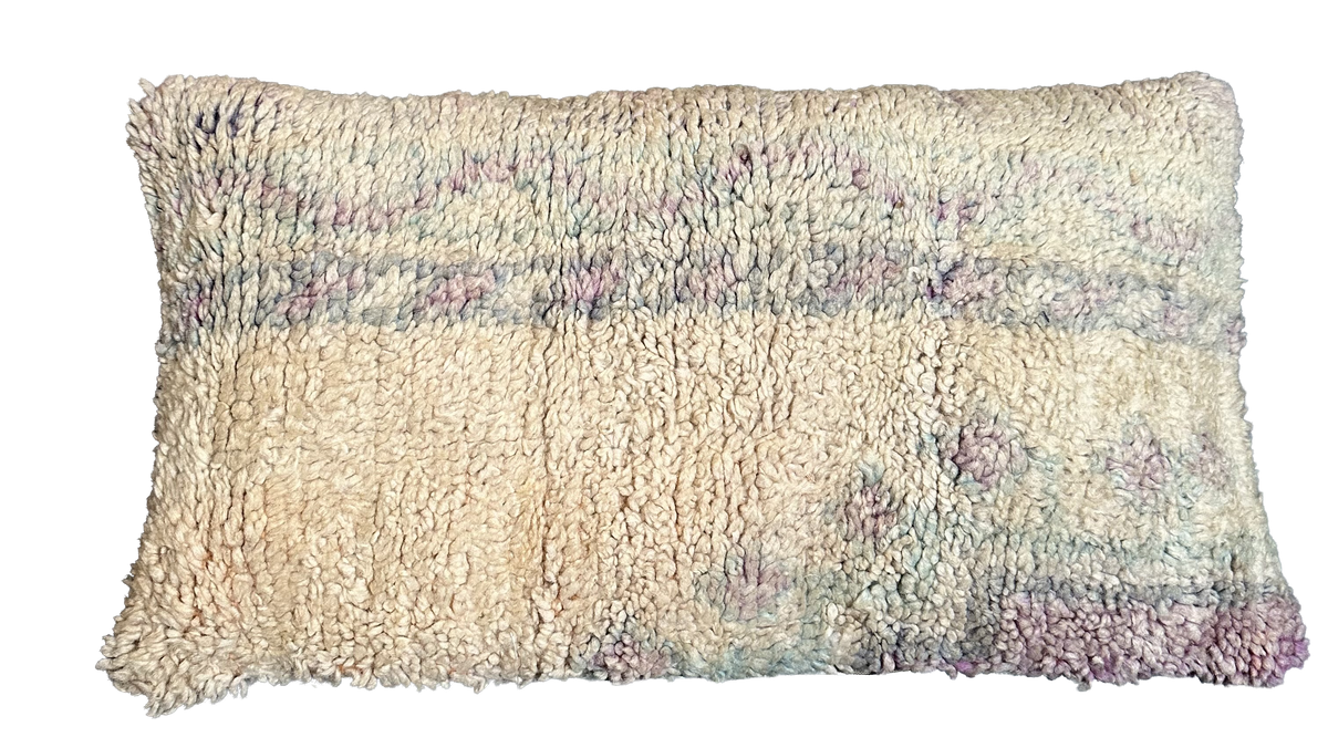 Marokkaans kussen - naturel + lavendel - 65 x 35 cm