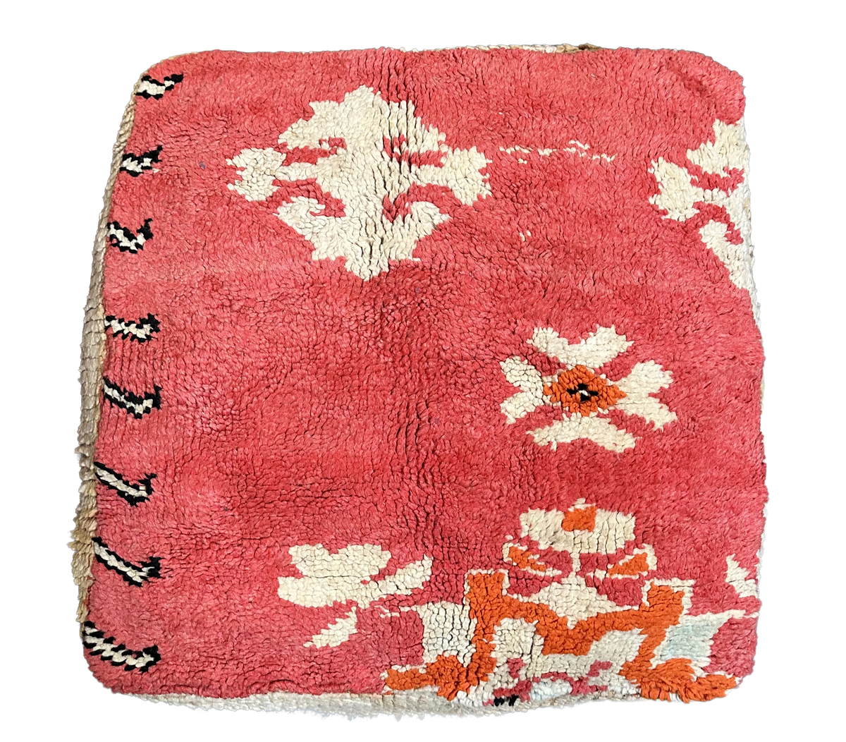 Marokkaanse Boujaad / kelim poef - warm oranje + rood mix