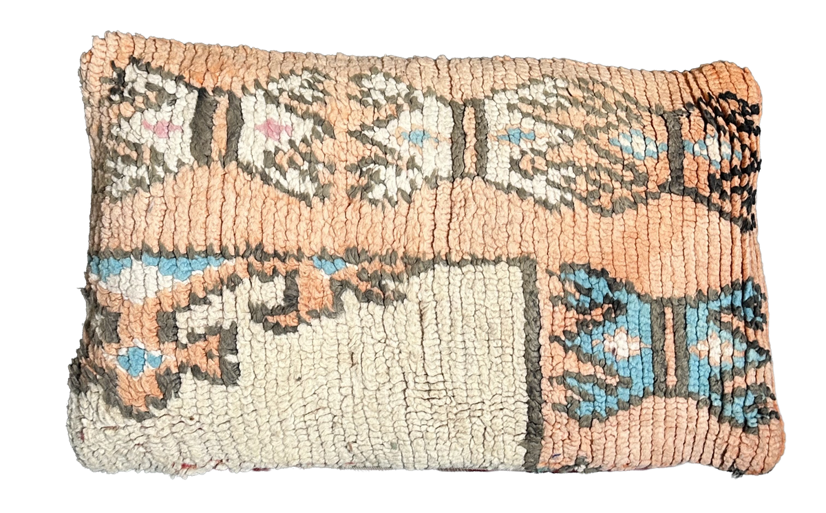 Marokkaans kussen - zacht perzik / nude mix - 60 x 35 cm