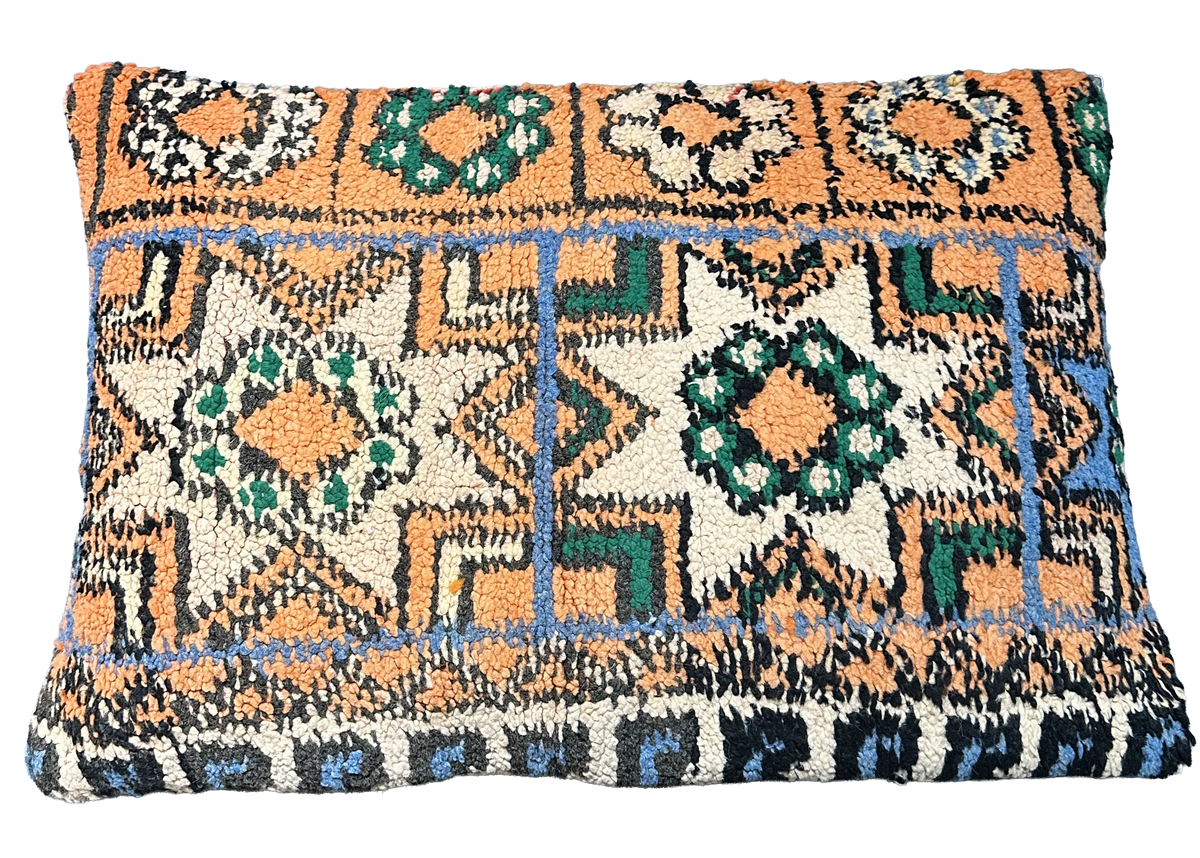Marokkaans kussen - oranje mix + ster - 60 x 40 cm