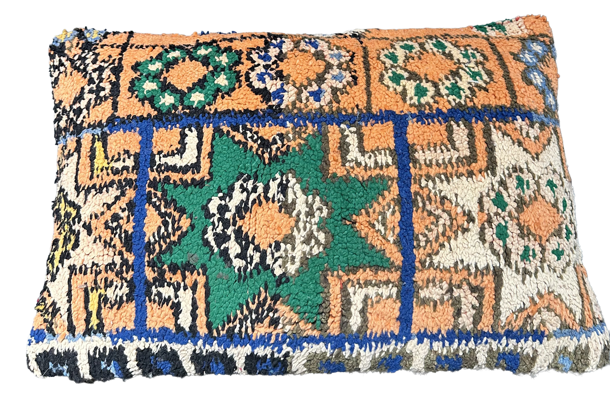 Marokkaans kussen - oranje mix + ster - 60 x 40 cm