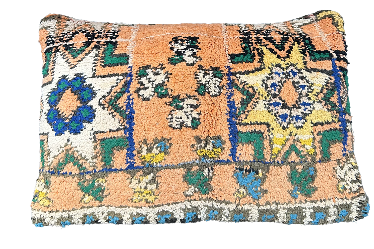 Marokkaans kussen - oranje mix + ster - 60 x 40 cm