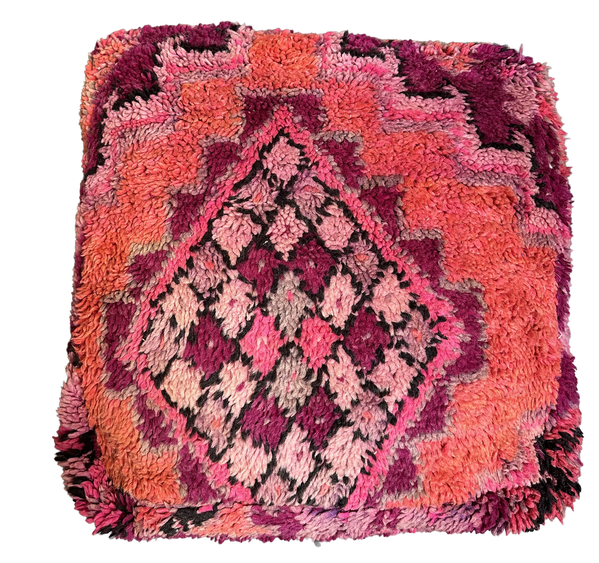 Marokkaanse Boujaad / kelim poef - roze + paars mix