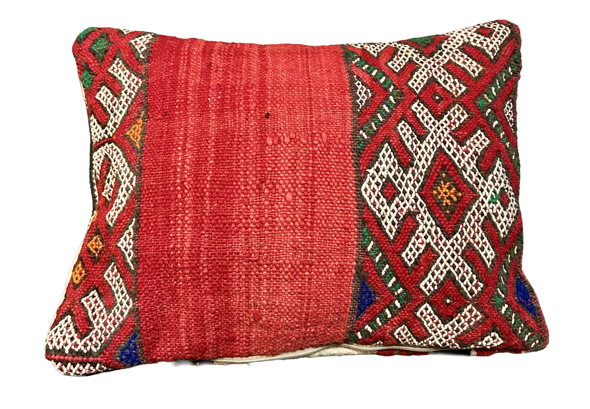Marokkaans kussen - rood + neon mix - 50 x 40 cm