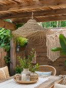 Hanglamp gevlochten "hoed"- naturel - hoogte 25 cm