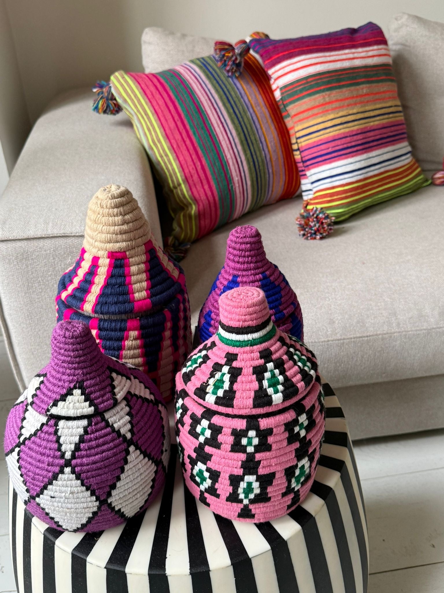 Berber mand S - multi triangel - paars/wit/zwart