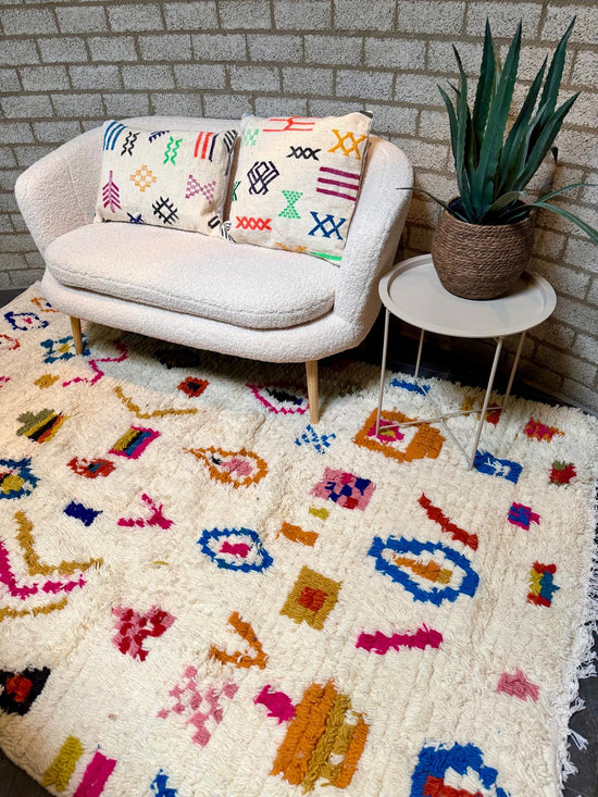 Marokkaans Boujaad vloerkleed - wit multicolor - 254 x 158 cm