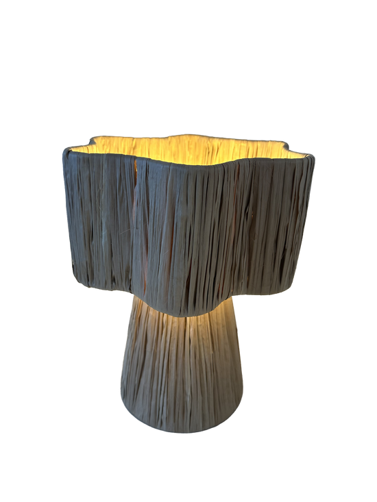 Raffia tafellamp L - naturel - hoogte 34 cm