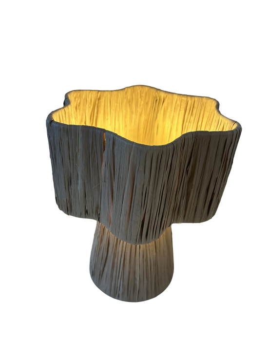 Raffia tafellamp L - naturel - hoogte 34 cm