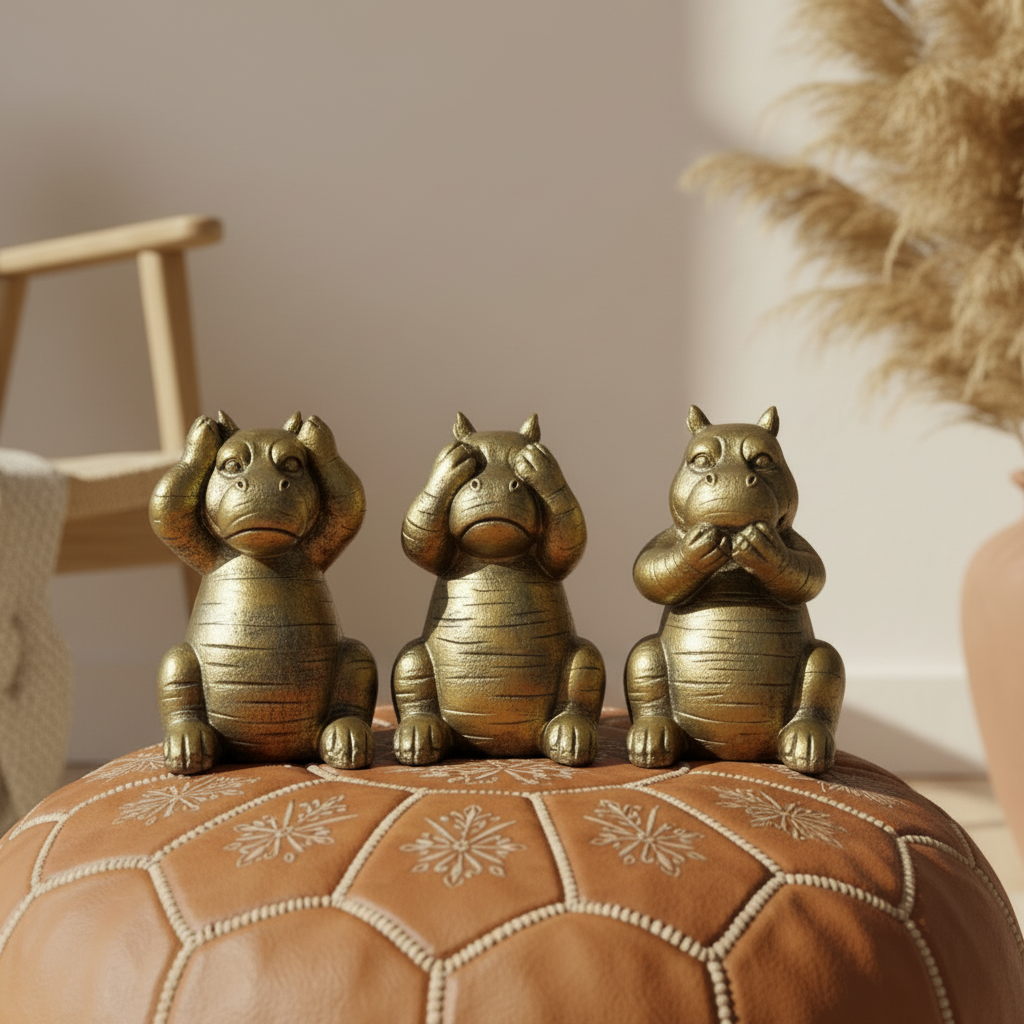 Gouden nijlpaarden - Horen, Zien & Zwijgen - Set van 3