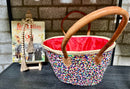 Rieten Strandtas met multicolor pailletten