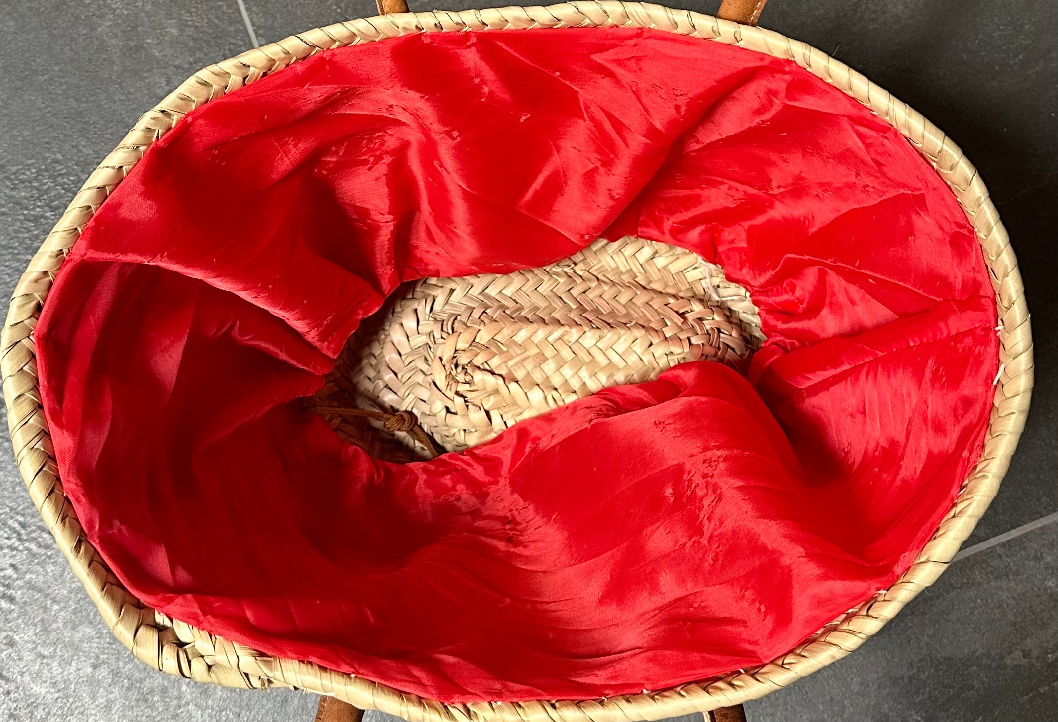 Rieten Strandtas met multicolor pailletten