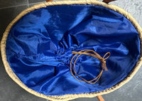 Rieten strandtas met multicolor pailletten
