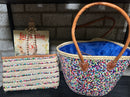 Rieten strandtas met multicolor pailletten