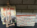 Rieten boho Clutch met multicolor pailletten