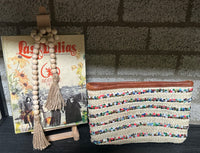 Rieten boho Clutch met multicolor pailletten