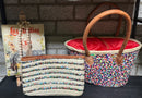 Rieten boho Clutch met multicolor pailletten