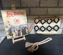 Rieten boho Clutch - naturel met zwart