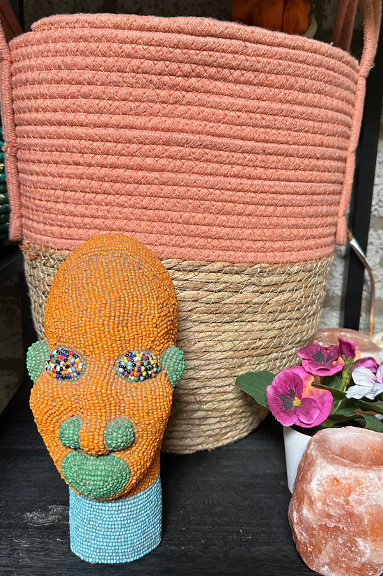 Bamileke Kralenhoofd - hoogte 20 cm