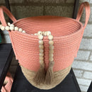 Opbergmand met handvaten - Oranje/Roze - hoogte 34 cm