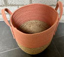 Opbergmand met handvaten - Oranje/Roze - hoogte 34 cm