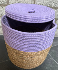 Opbergmand met deksel - Lila - hoogte 28 cm