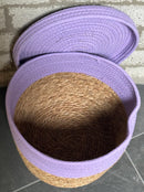 Opbergmand met deksel - Lila - hoogte 28 cm