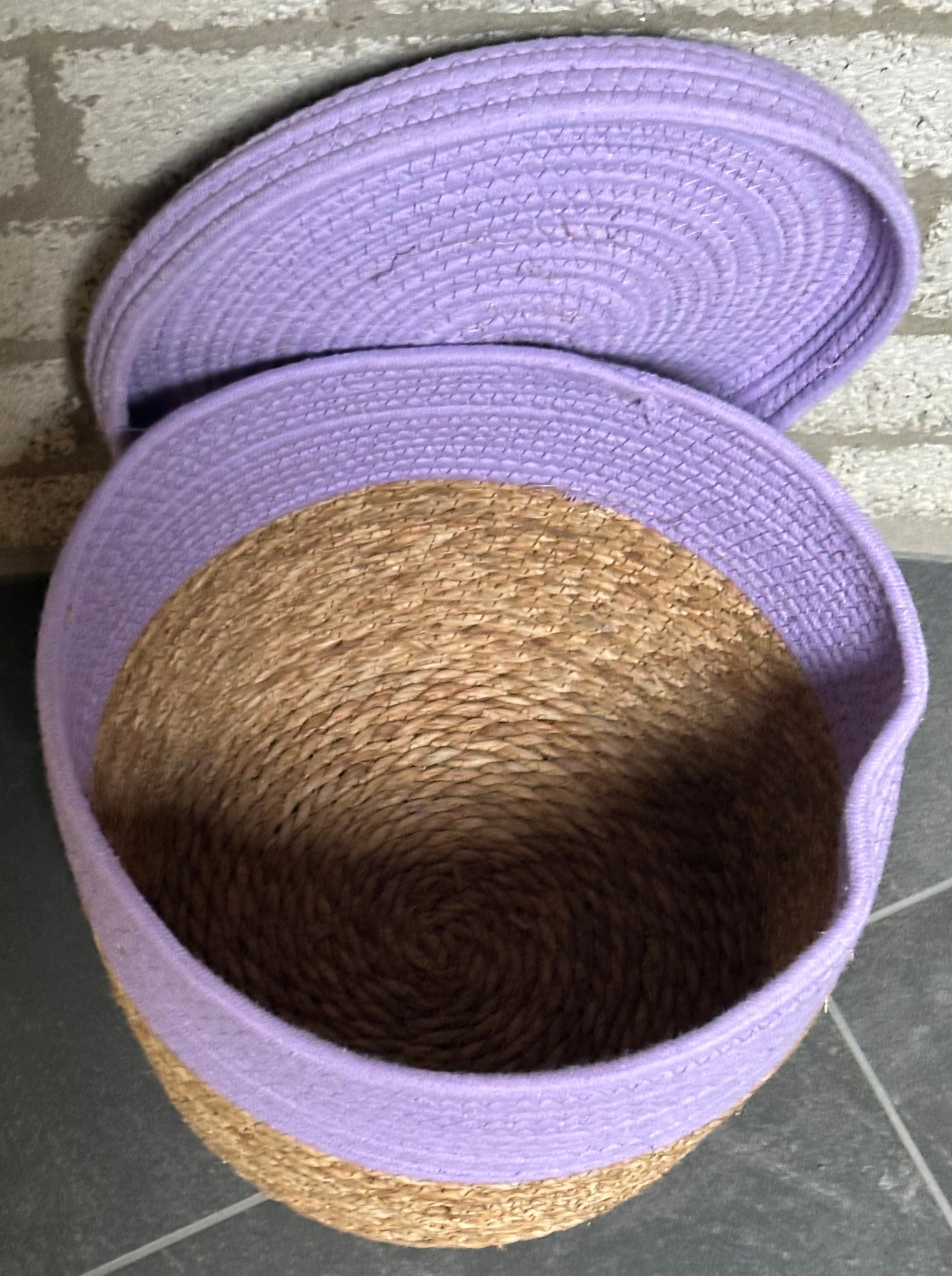 Opbergmand met deksel - Lila - hoogte 28 cm
