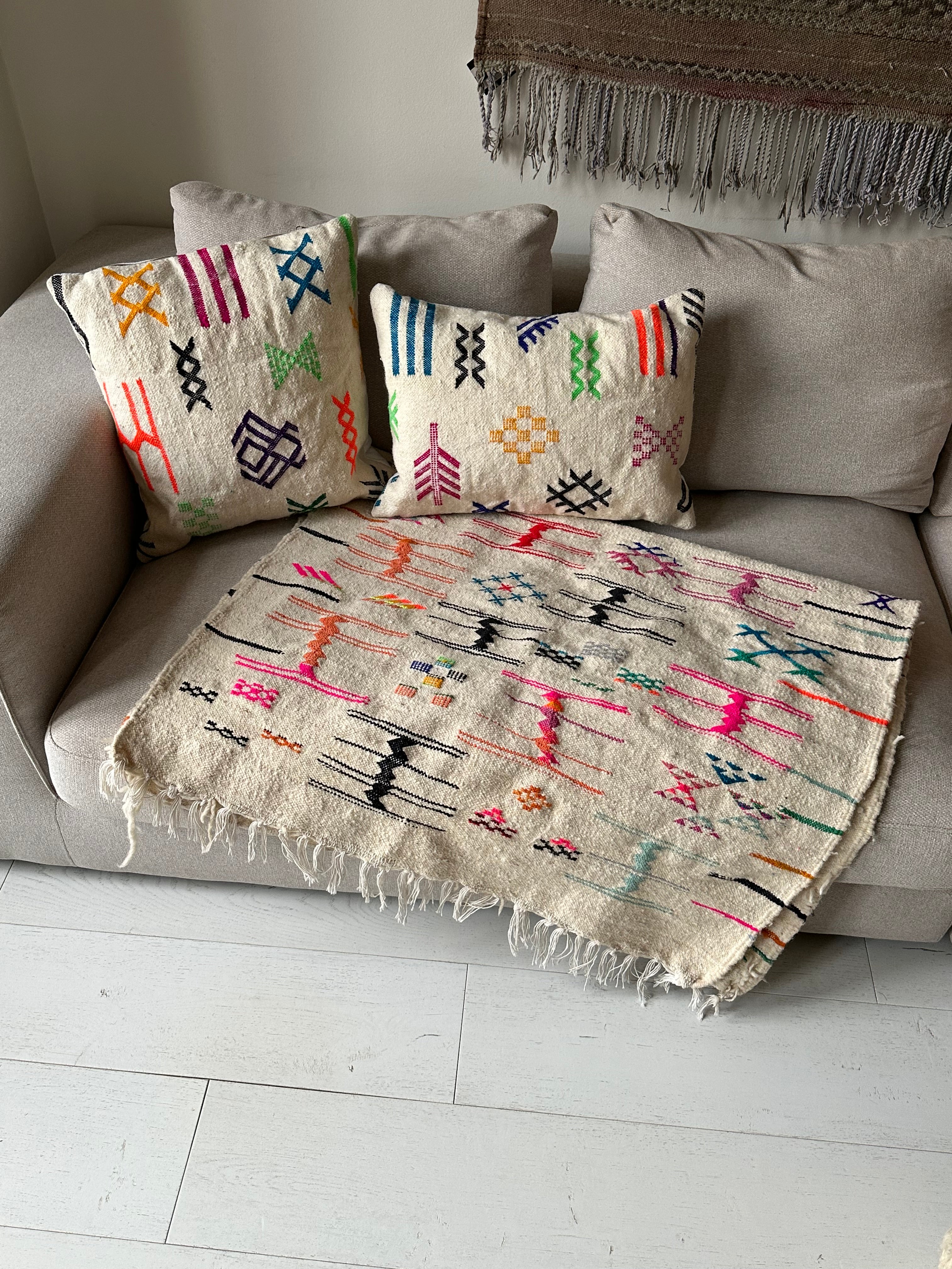 Marokkaans kussen - wit Amazigh - 45 x 45 cm