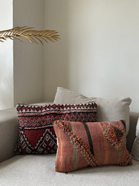 Marokkaans Berber kussen - mix rood - 55 x 35 cm