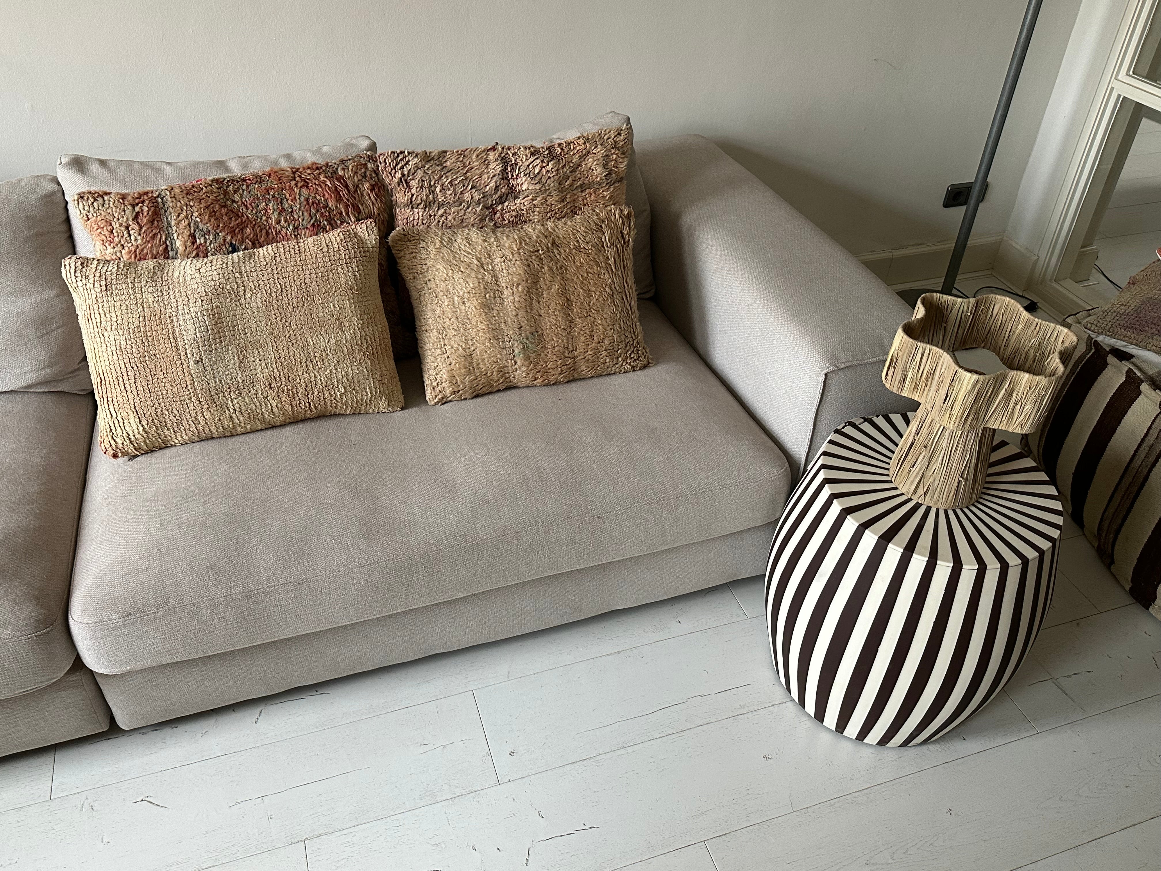 Raffia tafellamp L - naturel - hoogte 34 cm