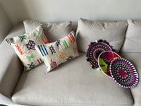 Berber schaal - roze mix + ster en pompoms - Ø 36 cm