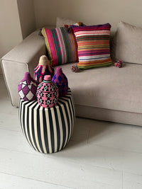 Marokkaans Moira Gestreepte Pompon Kussen - multi-colour - 50 x 50 cm