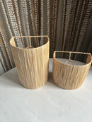 Raffia wandlamp - naturel - hoogte 21 cm