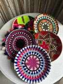Berber schaal - roze mix + ster en pompoms - Ø 36 cm