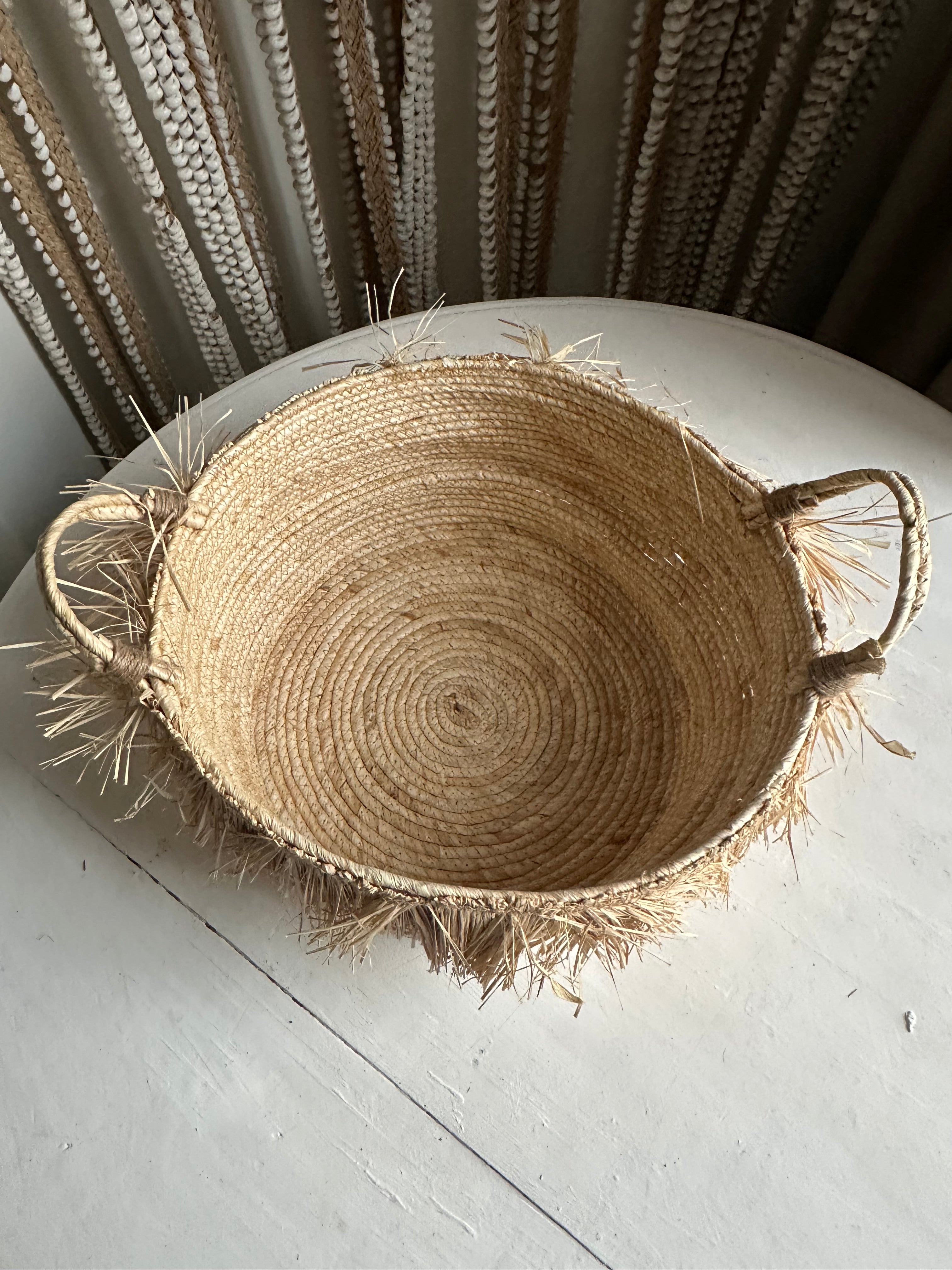 Raffia mand franjes - naturel
