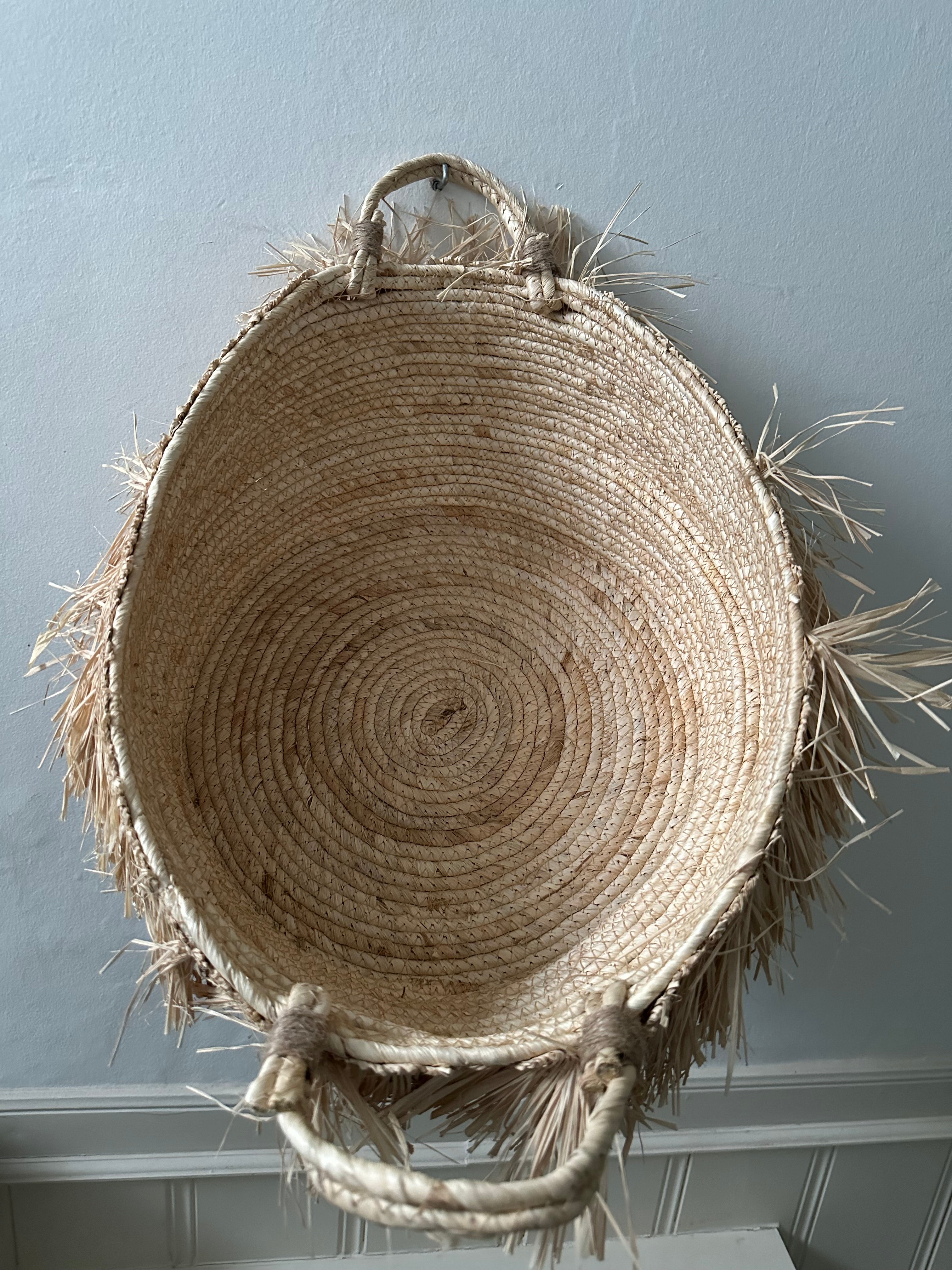 Raffia mand franjes - naturel