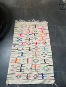 Marokkaans Boujaad Kelim vloerkleed met bold Berber tekens - 160 x 92 cm