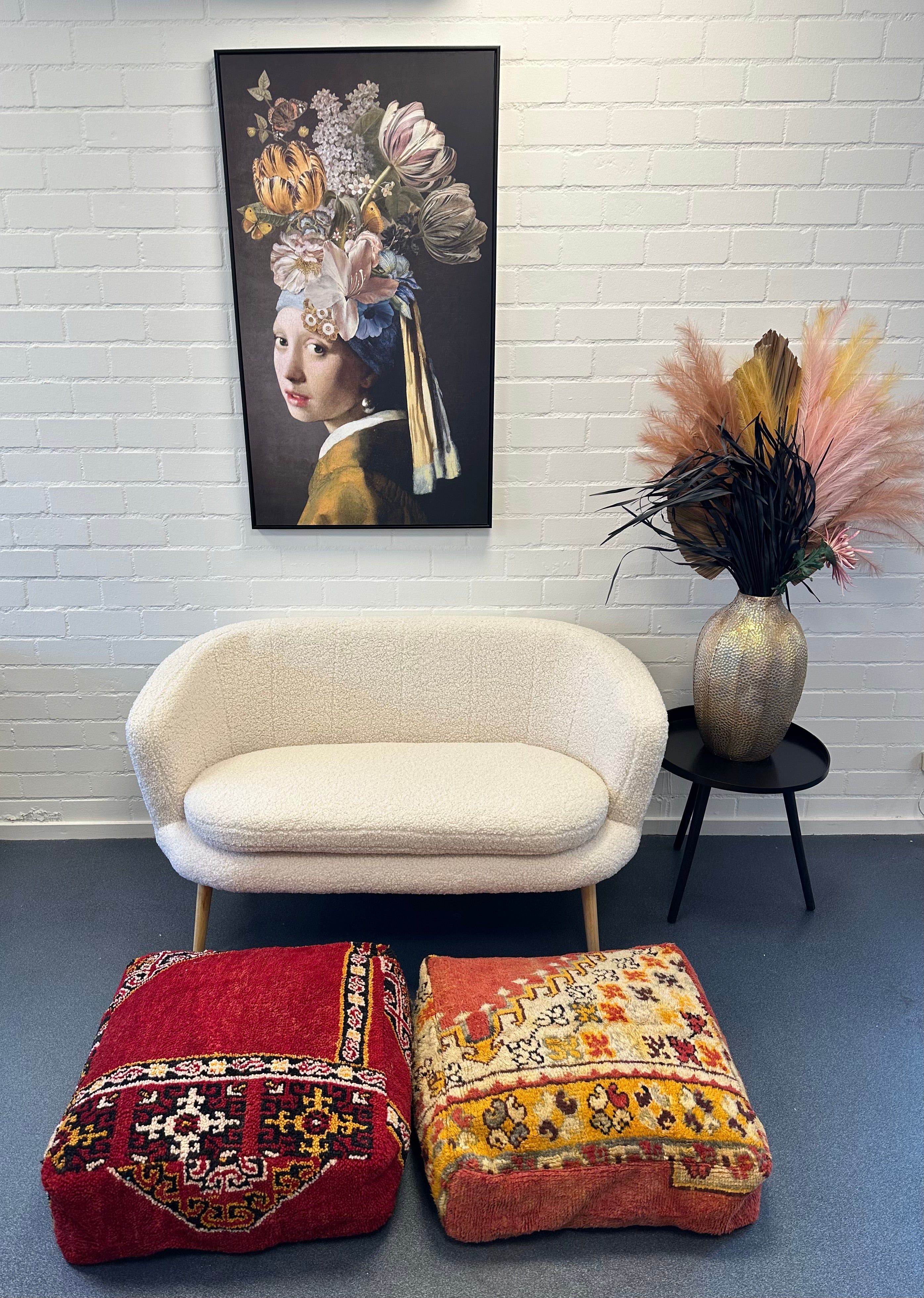 Marokkaanse Boujaad / kelim poef - multicolor rood