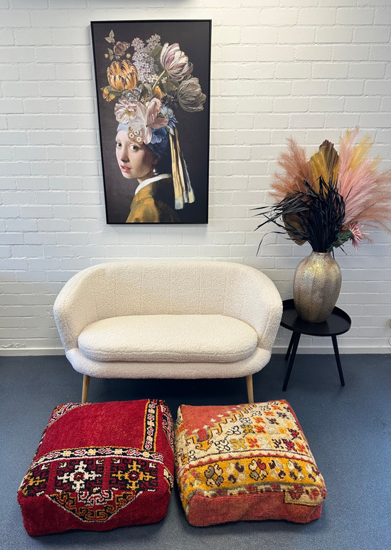 Marokkaanse Boujaad / kelim poef - multicolor rood