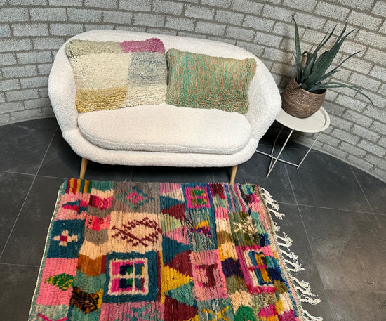 Marokkaans Boujaad vloerkleed - multicolor - 137 x 105 cm