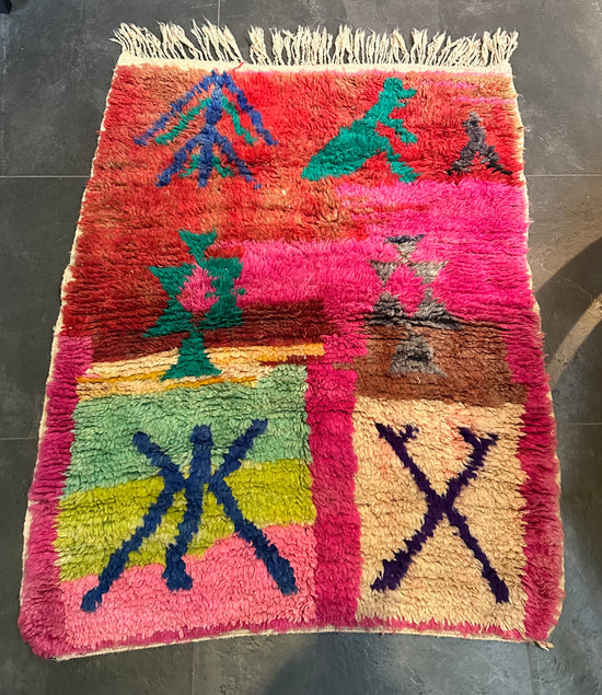 Marokkaans Boujaad vloerkleed - multicolor - 130 x 102 cm