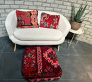 Marokkaans kussen - oranje + rood mix - 45 x 40 cm