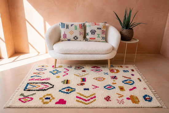 Marokkaans Boujaad vloerkleed - wit multicolor - 254 x 158 cm