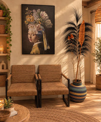 Bohemian XL decoratieve vaas - zeegras - blauw multicolor