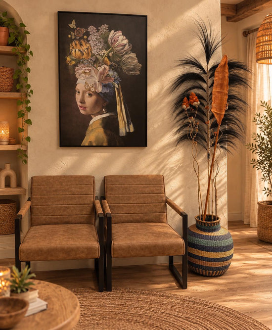 Bohemian XL decoratieve vaas - zeegras - blauw multicolor